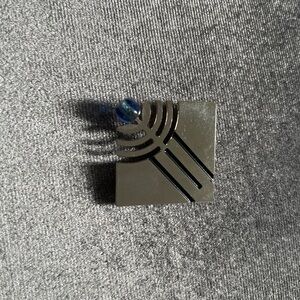 Silver and Blue Geometric Brooch